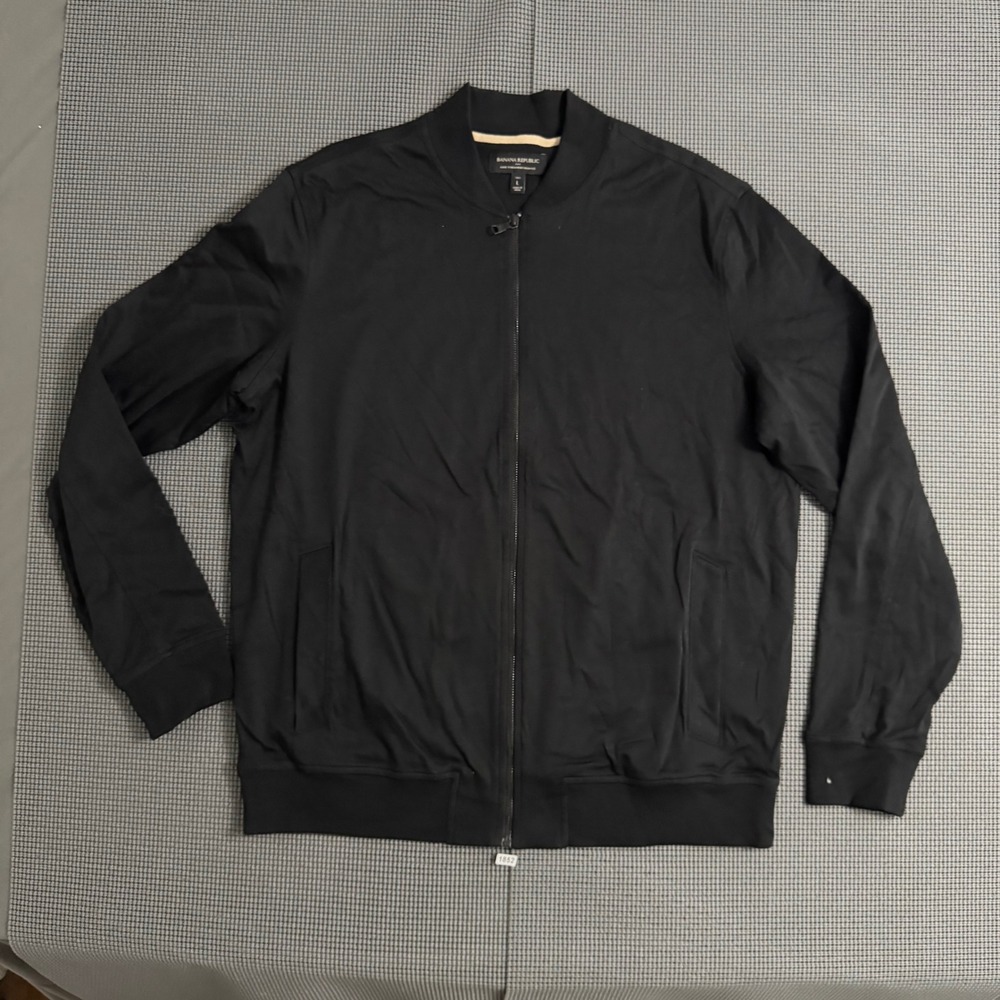 Banana Republic Luxe Touch Performance Bomber Jacket Black Mens Tall Large
